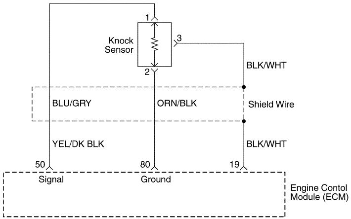 schemat elektryczny sensora spalania stukowego daewoo matiz, knock sensor daewoo matiz